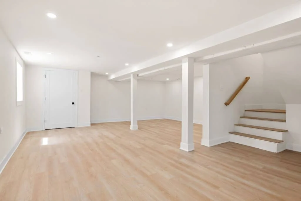 Green basement remodeling services in San Antonio TX with modern finished basement design