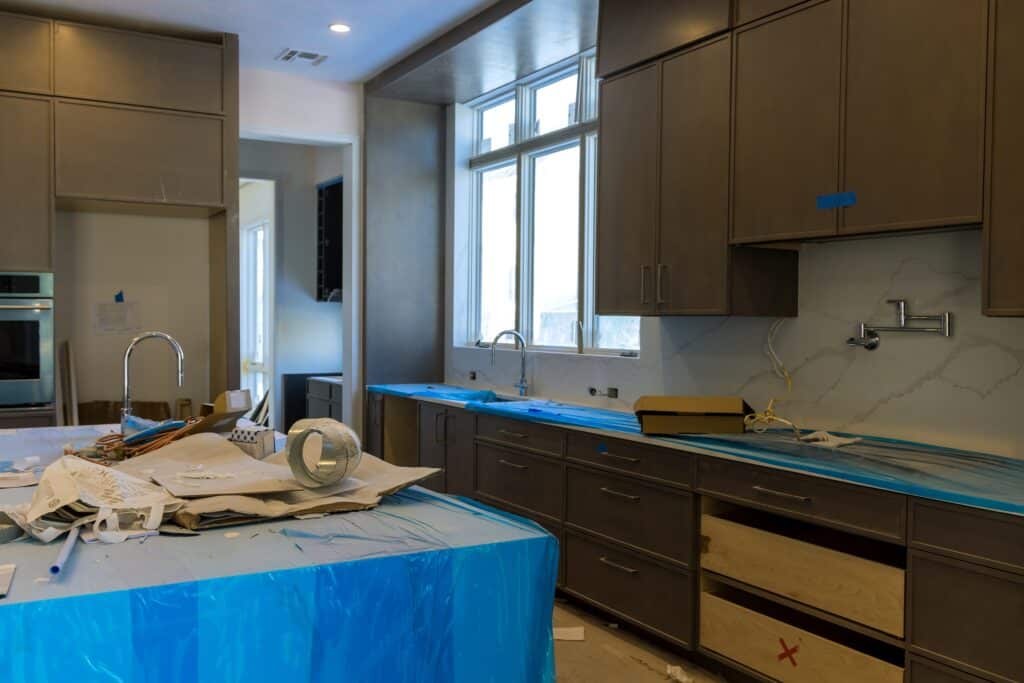 Kitchen remodeling Bulverde TX project with quartz island and white oak cabinets